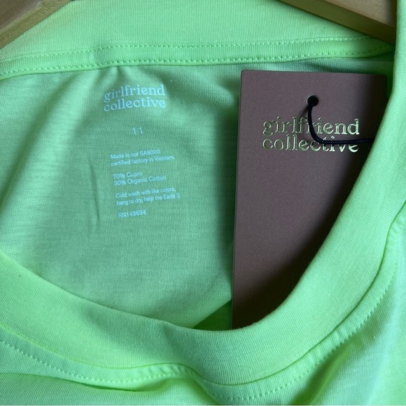 NEW Girlfriend Collective Electric Lime‎ Cupro Crewneck Tee Unisex 11 Men's 5XL - Picture 4 of 7